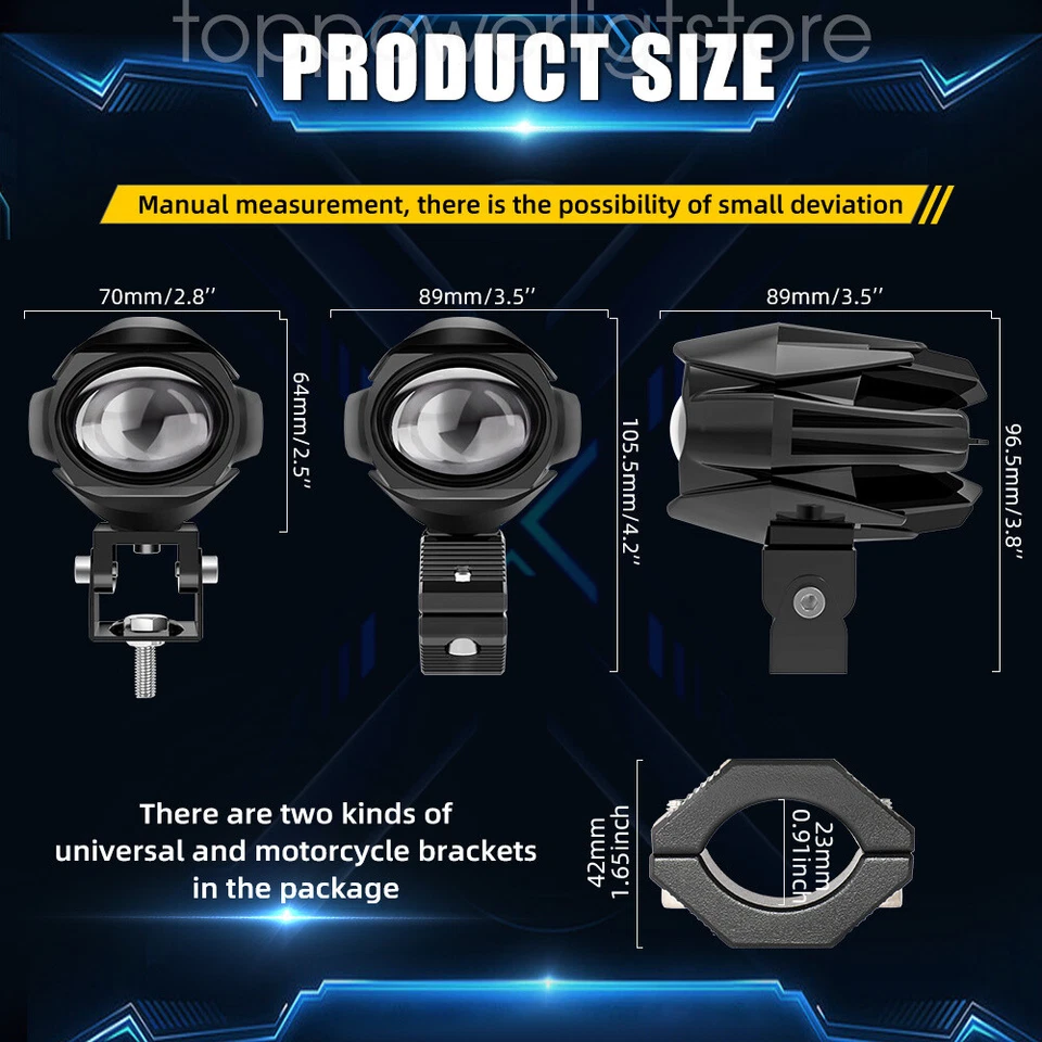 2PCS LED Auxiliary Driving Fog Light Lamp for Motor K1600 R1200GS R1100GS F800GS - Image 3 of 4