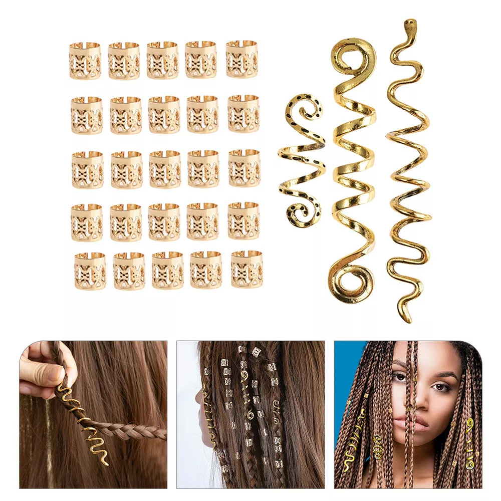 28PCS Gold Snake Hair Jewelry For Braids Hair Jewelry For Braids, Braid  Hair Accessories Jewelry Hair Braid Coil Jewel Hair Cuffs Snake Hair Clips  For