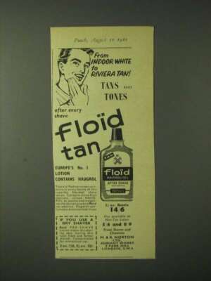 1960 Floid Tan Ad - From indoor white to Riviera Tan!