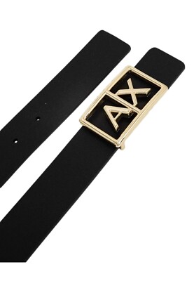 NWT ARMANI EXCHANGE BLACK BELT WITH GOLD MAXI LOGO 941186  display picture 2