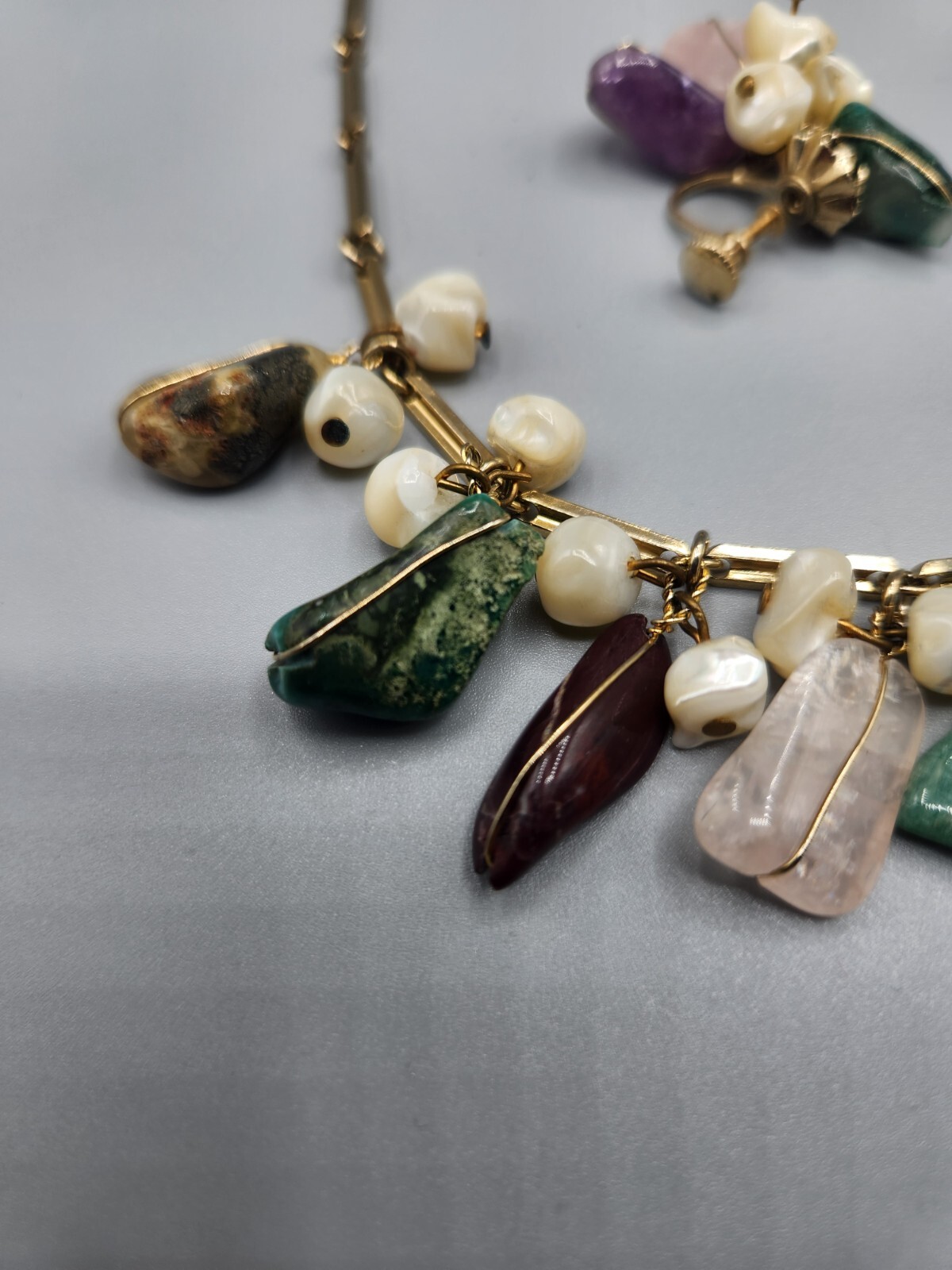 Mixed Assorted Natural Stone Nugget Necklace and … - image 6