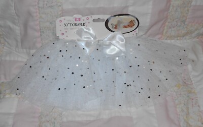 Today I'm SO *DORABLE Tutu Size 0-3 Months WHITE w/Shimmering Dots NWT