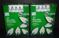 NEW Home Accents Holiday 25 Warm White C9 LED Lights, Super Bright 2 Boxes