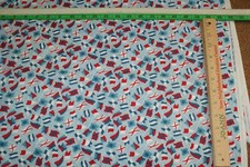 Patriotic USA Signal Flags Red White Blue Design Sewing Quilting Fabric 35 x 42"