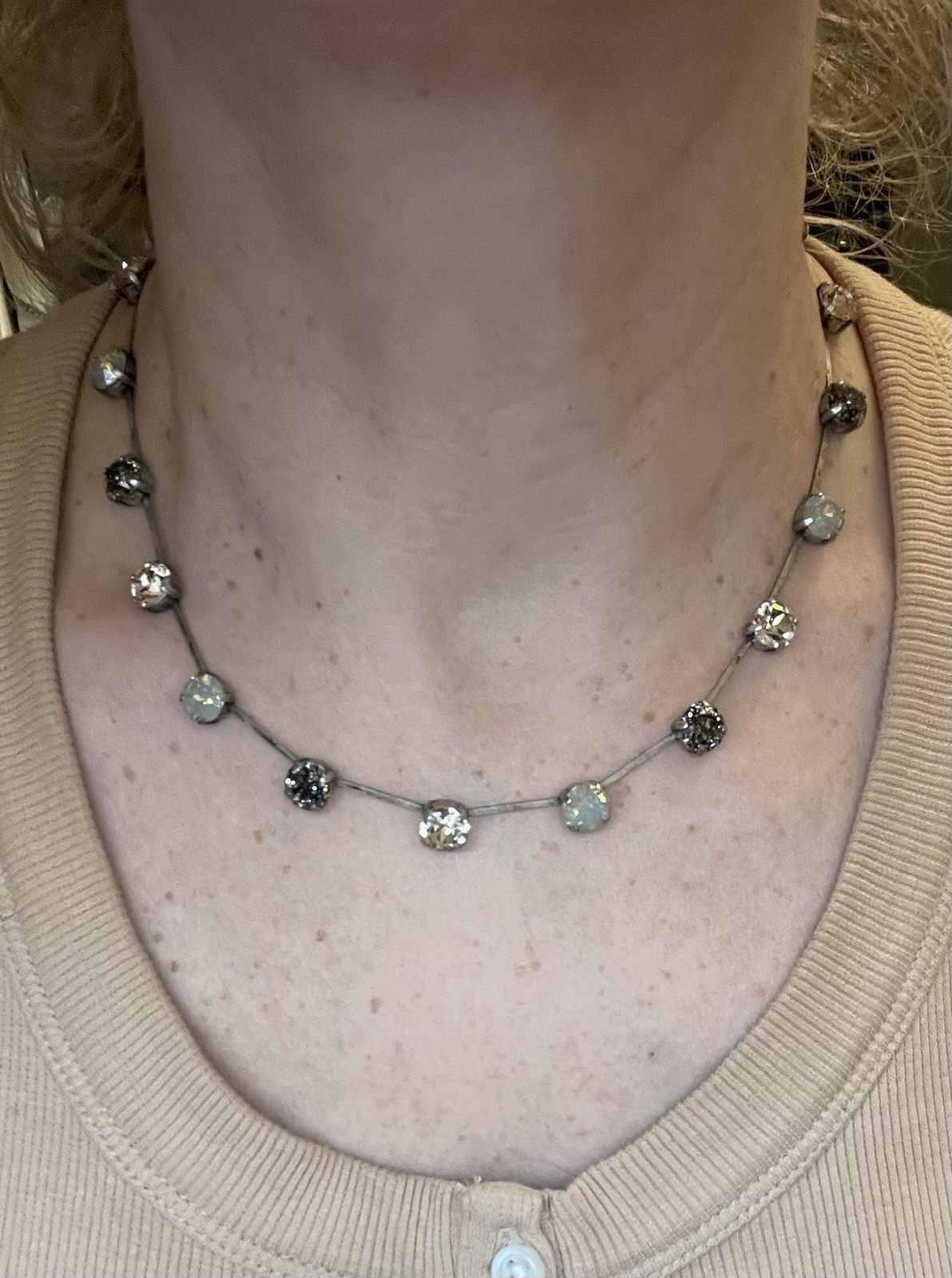 SilverTone Signed RMD MultiColor  Rhinestones Cho… - image 5