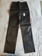 Y2K First Classic Biker Black Leather Pants Women Size 10 Full Grain New