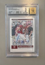 2017 Score - Christian McCaffrey Rookie Signatures (AU, RC)  Beckett 9 - Auto 10