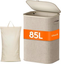 Lifewit 85L Laundry Basket with Lid, Large Laundry Hamper with Plastic Handles 