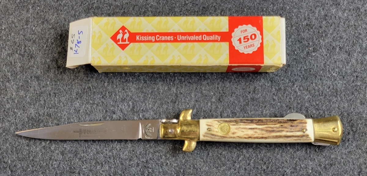 Kissing Crane Lockback Stag/Antler Handle Collectible Folding 