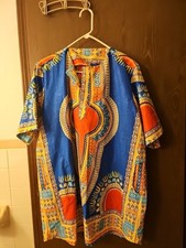 Men's Handmade Dashiki Dress Shirt Short Sleeve Angelina Print