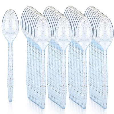 Teenyyou 360 Pieces Glitter Plastic Spoons, Disposable Colored Spoons Plastic...