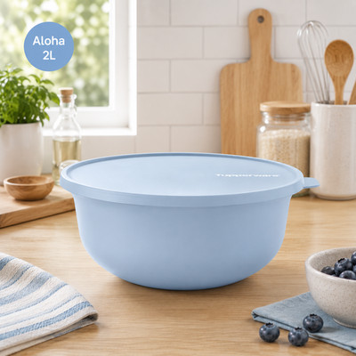Tupperware Aloha 2 Liter hellblau Servierschüssel Salatschüssel