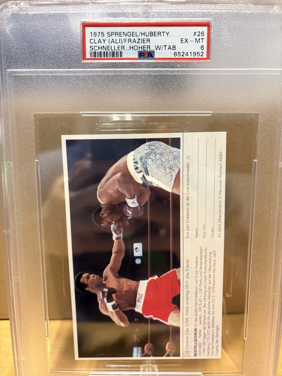 1975 Sprengel/Huberty Ali (Clay)/Joe Frazier #26 PSA 6 Boxing view 2