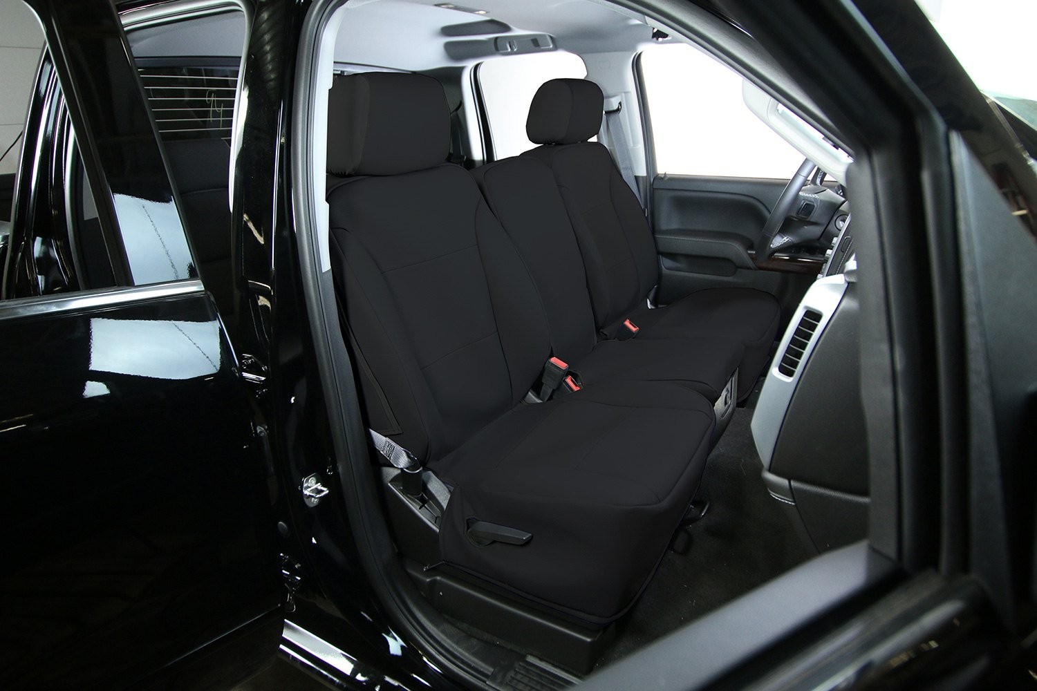 Saddleman 778380-01 Leatherette 1st Row Black Custom Seat Covers