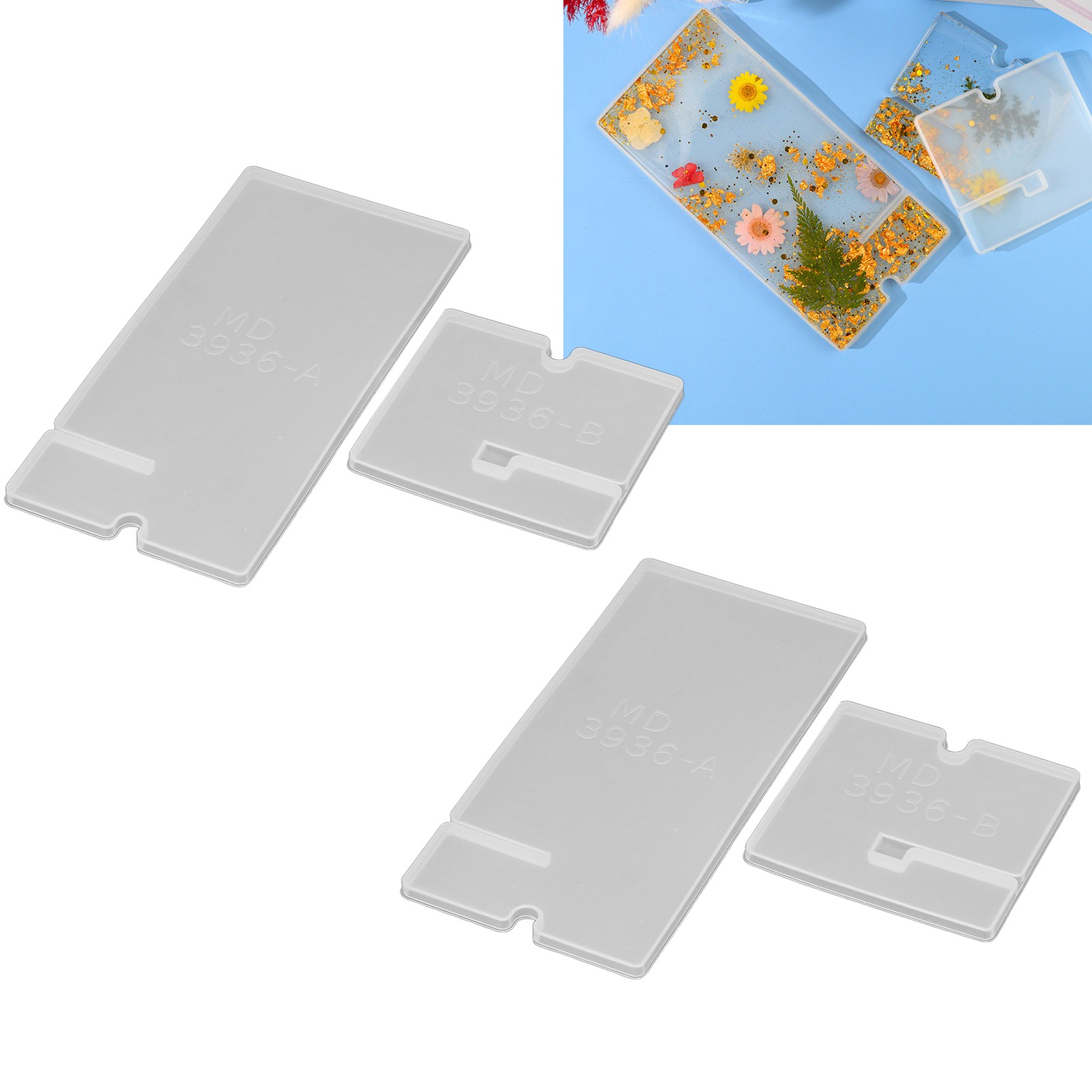 2 Sets Silicone Mold Simple Mobile Phone Holder Crystal Epoxy Mold Decoratio