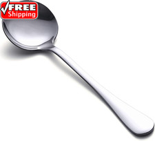 Soup Spoons, 8-Piece Premium Stainless Steel Spoons Heavy-Weight round Spoon Fla