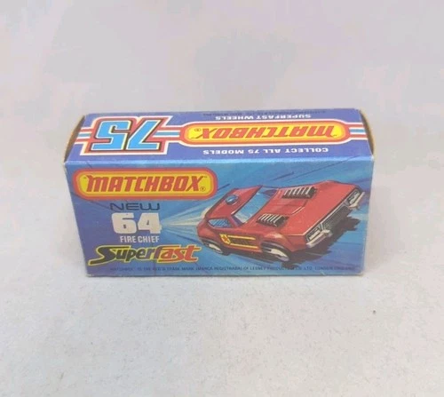 Matchbox Lesney Superfast No64 FIRE CHIEF CAR " Empty J TYPE box " WITH NEW