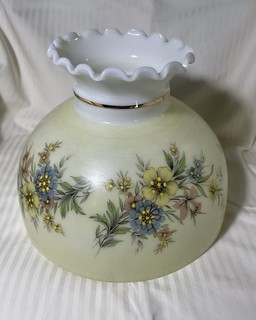 Vintage 10" Fitter Floral Hurricane Oil Or Electric Glass Dome Lamp Shade