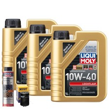 Motoröl 10W40 LIQUI MOLY Leichtlauf 3L+HENGST Ölfilter +Ölschlammspülung