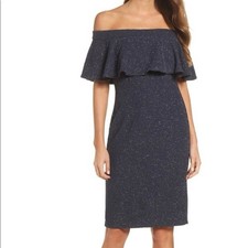 Eliza J Sparkle Ruffle Off Shoulder Dress Size 4P