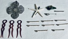 Lot of 16 Vintage-Mod Women  s Hair Clips Barrettes Pins Rhinestones Starfish 