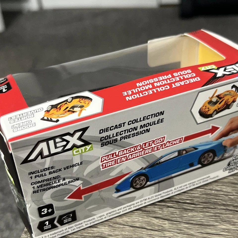 Nuevo coche de juguete modelo fundido a presión negro Alex City - acción tirar hacia atrás - puertas abiertas Foto 4 de 4