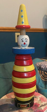 Vintage-Brio-Wooden Cricus Clown Stacking Toy-7 inches-Missing 1 Block