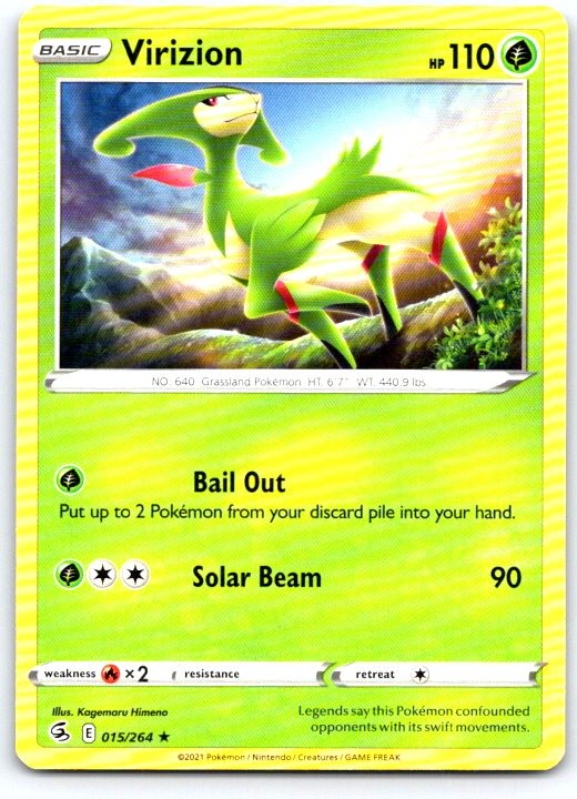 Virizion 015/264 Rare Fusion Strike Pokemon Near Mint