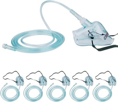 5Pcs Oxygen Mask w/6.6ft Tubing&Adjustable Elastic Strap Pediatric Standar Small