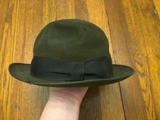 Stephen L. Stetson Fedora Style Hat Size 7 Olive Green Suede Vtg. Early Century