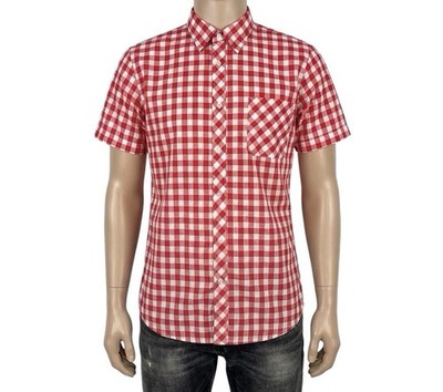 Vintage Gingham Karo Hemd Herren rot weiß 80er Retro Indie Rockabilly 42''