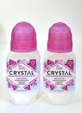 CRYSTAL Mineral Unscented Body Deodorant Roll-On 2-pack  24Hr Odor Protection 