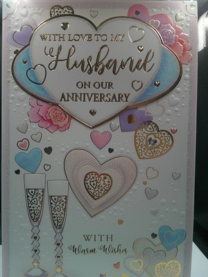 EXTRA GROSSE 8-SEITIGE EHEMANN HOCHZEIT JUBILÄUM KARTE 12''X8'' (MAGAZINGRÖSSE) UNSERE