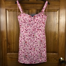 Francescas Pink Floral Bustier Mini Dress Sweetheart Neck Coquette Sz M