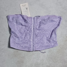 Cropped Strapless Corset Top Bustier Large Lilac Floral Coquette Lolita Sexy New