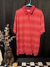 Nike Golf Dri-FIT Men's Red White Striped Polo Shirt Lightweight Short Sleeve XL