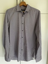 Gucci Men's Burgundy/White Striped Skinny Fit Cotton Dress Shirt Size 15.5
