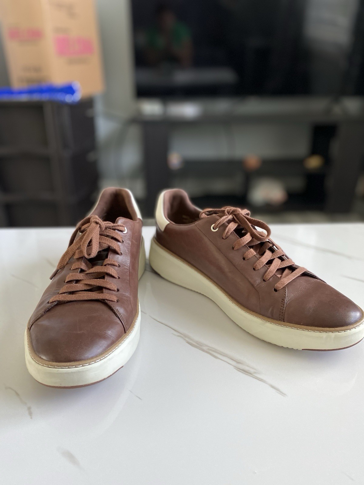 COLE HAAN MEN's GRAND SERIES SNEAKER - Size MEN 10 M- BRITISH TAN LEATHER