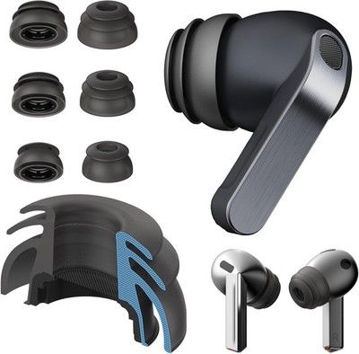 Premium Multi-Flange Eartips for Galaxy Buds3 Pro (Black, Mixed(SML))   Alway