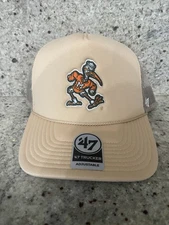 Miami Hurricanes Sebastian NCAA '47 Brand Khaki Trucker Snapback Hat Canes Retro