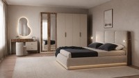 Premium Edel Schlafzimmer Set Bett Stilvoll Schrank Frisiertisch Holz