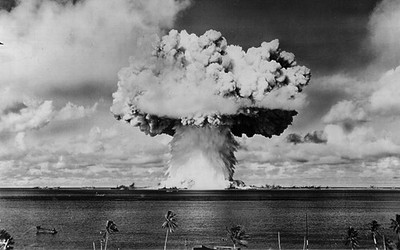 Atomic bomb explosion, Nuclear test or the bombings of Hiroshima or Nagasaki.