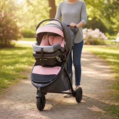 Tango 3 All-Terrain Stroller & EZ-Lift Car Seat in Ultra Pink - Safe & Stylish