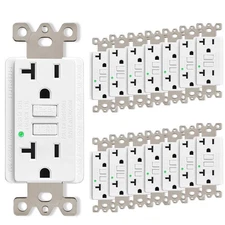 GFCI Outlet 20 Amp Ground Fault Receptacle LED Indicator Non-TR w/Wallplate 15PK