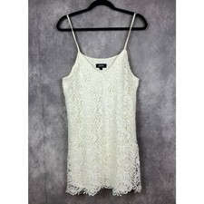 Lulus Dress White Fitted Lace Floral Crochet Sleeveless Short Boho Womens XL