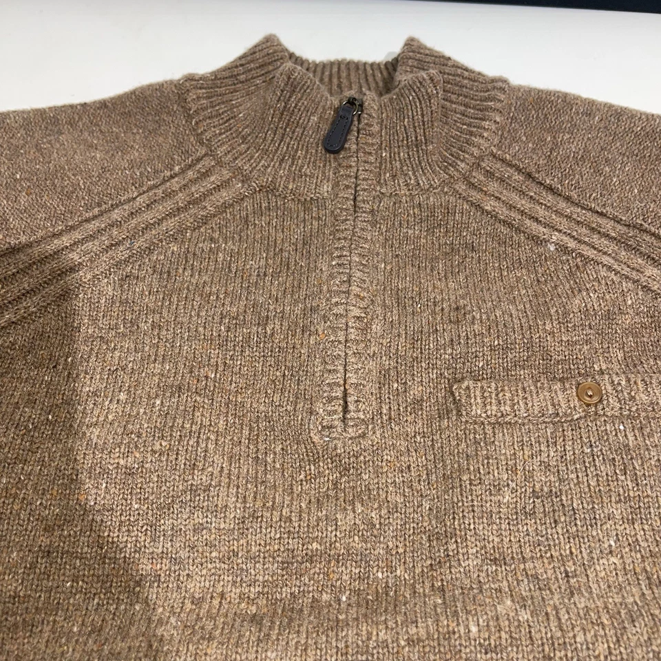 Vintage 90s Y2K Men’s Medium Merino Wool Sweater Pullover Tan L.L Bean - Image 2 of 4