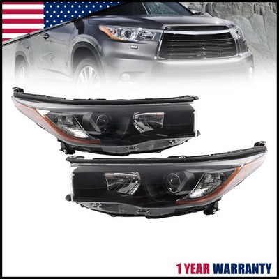 FOR 14-16 TOYOTA HIGHLANDER BLACK HOUSING AMBER CORNER PROJECTOR HEADLIGHT LAMP