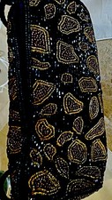 Borsa a tracolla donna nera/oro con perline stampa leopardata cilindro, zip, piccola