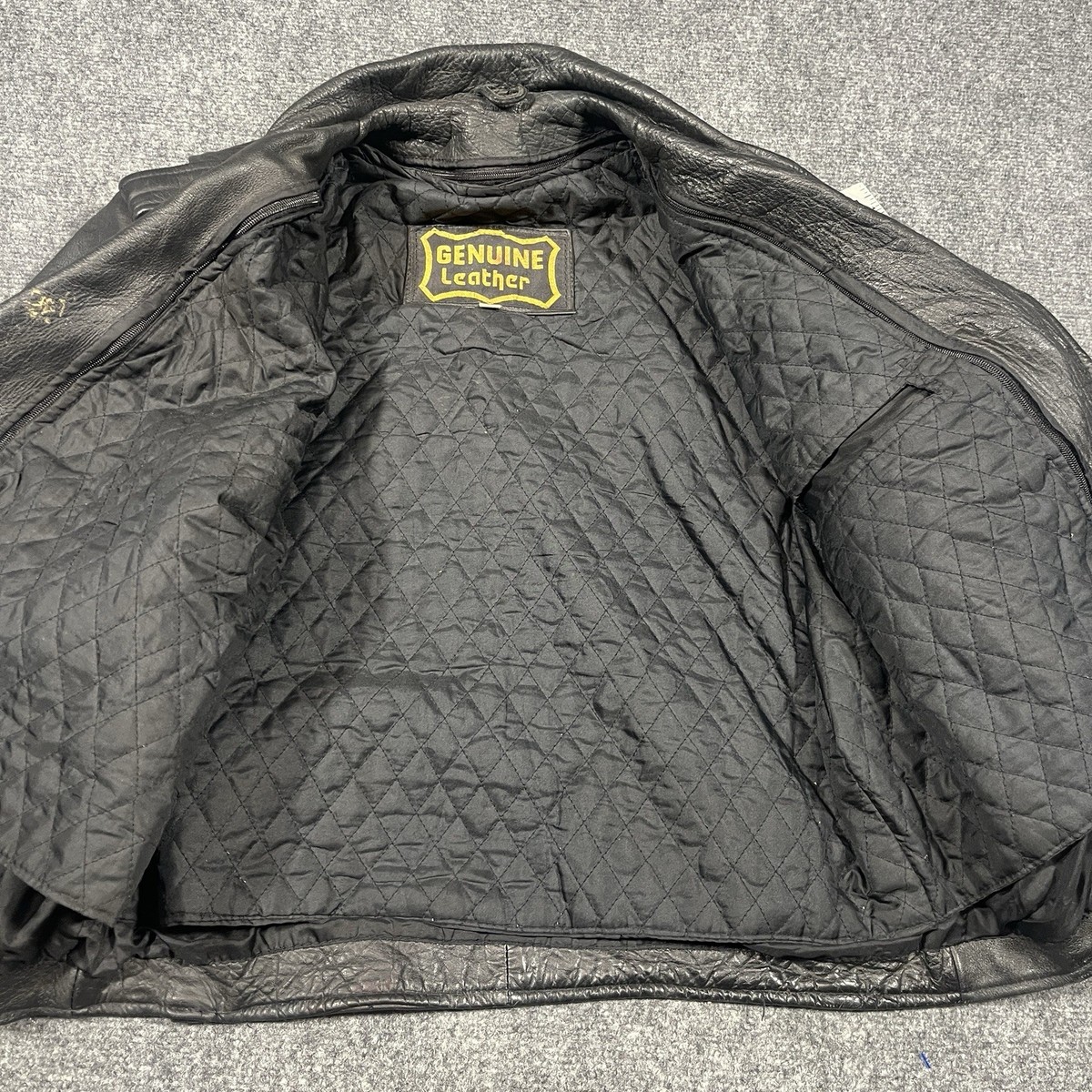 VTG Genuine Leather Motorcycle Jacket Mens 44 Biker Lined Punk