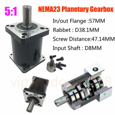 Nema23 Stepper Planetary Gearbox 5:1 Gear Motor Speed Reducer Input Shaft 8mm #E